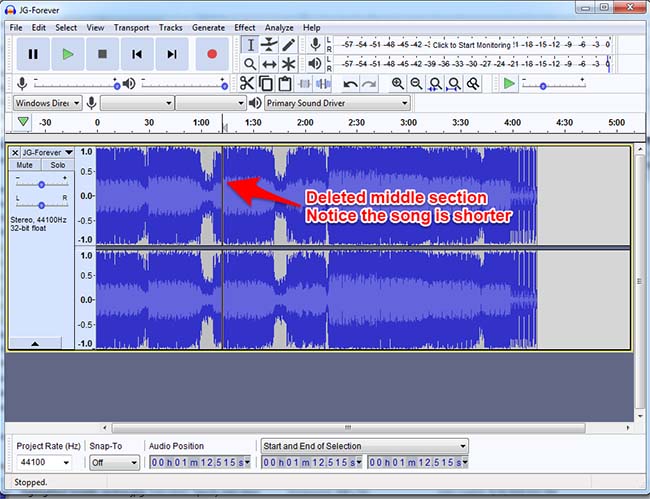 Audacity Deleted Middle Section Audacity Deleted Middle Section