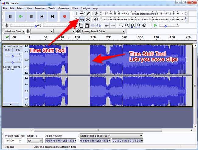 Audacity Time Shift Tool Moving Clips Audacity Time Shift Tool Moving Clips
